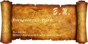 Benyovszki Máté névjegykártya